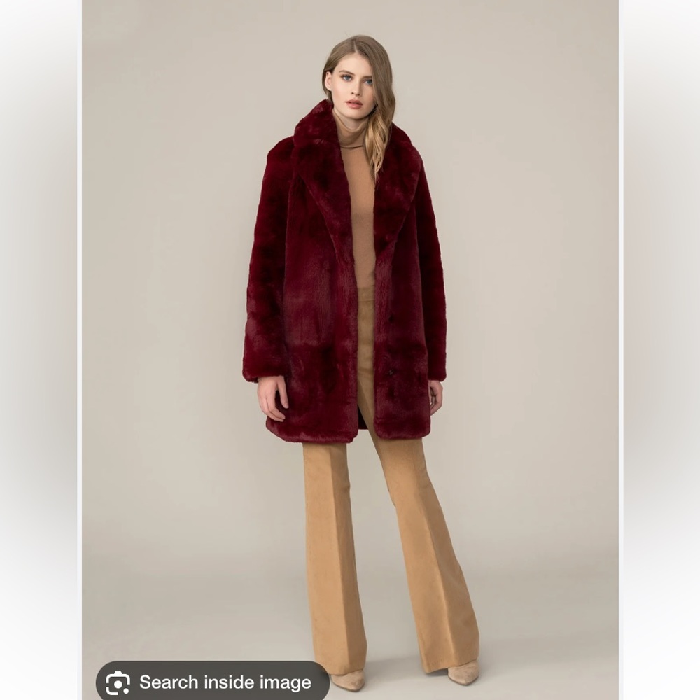 Sonia & Kyo Oxblood (red) Faux Fur Luxury Coat xxl